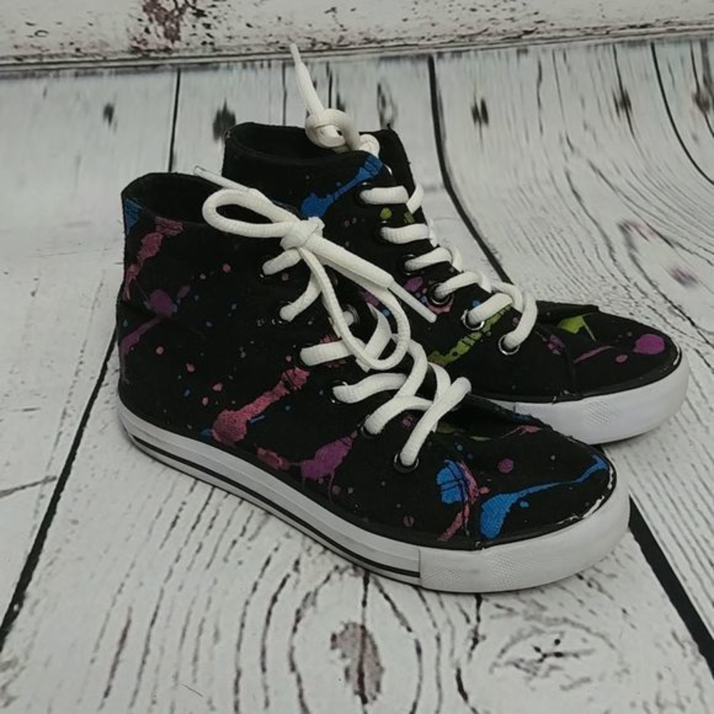 Gotta Flurt Black Paint Splatter High‎ Top Sneakers